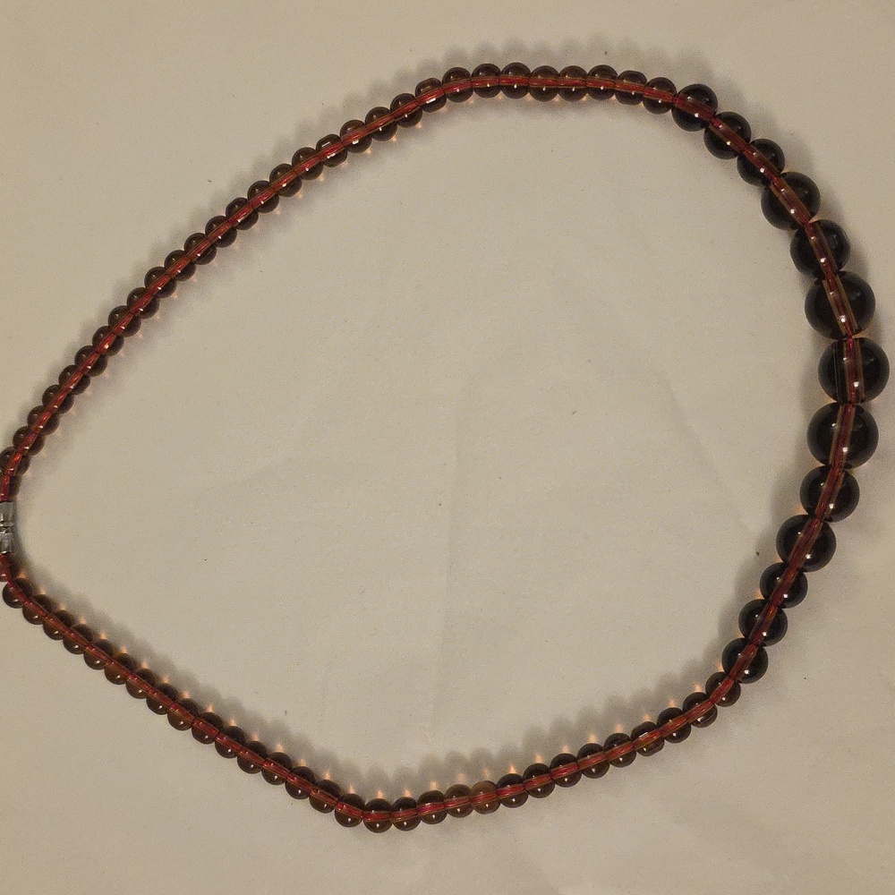 Vintage GLASS BEADED CANDY APPLE RED RIBBON STYLE CLOSURE